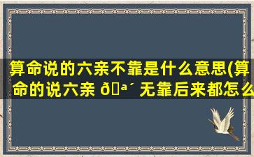 算命说的六亲不靠是什么意思(算命的说六亲 🪴 无靠后来都怎么样了)